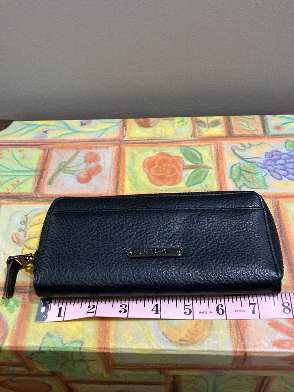 Roots Black Pebbled Leather Zip Card & Key Holder